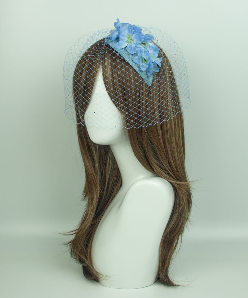 Powder Blue Veil Fascinator - Image 3