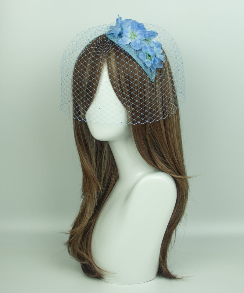 Powder Blue Veil Fascinator - Image 2