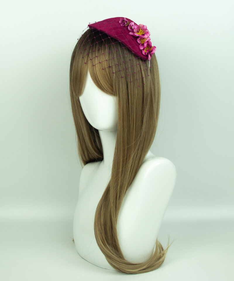 Hot Pink Flower Fascinator - Image 2